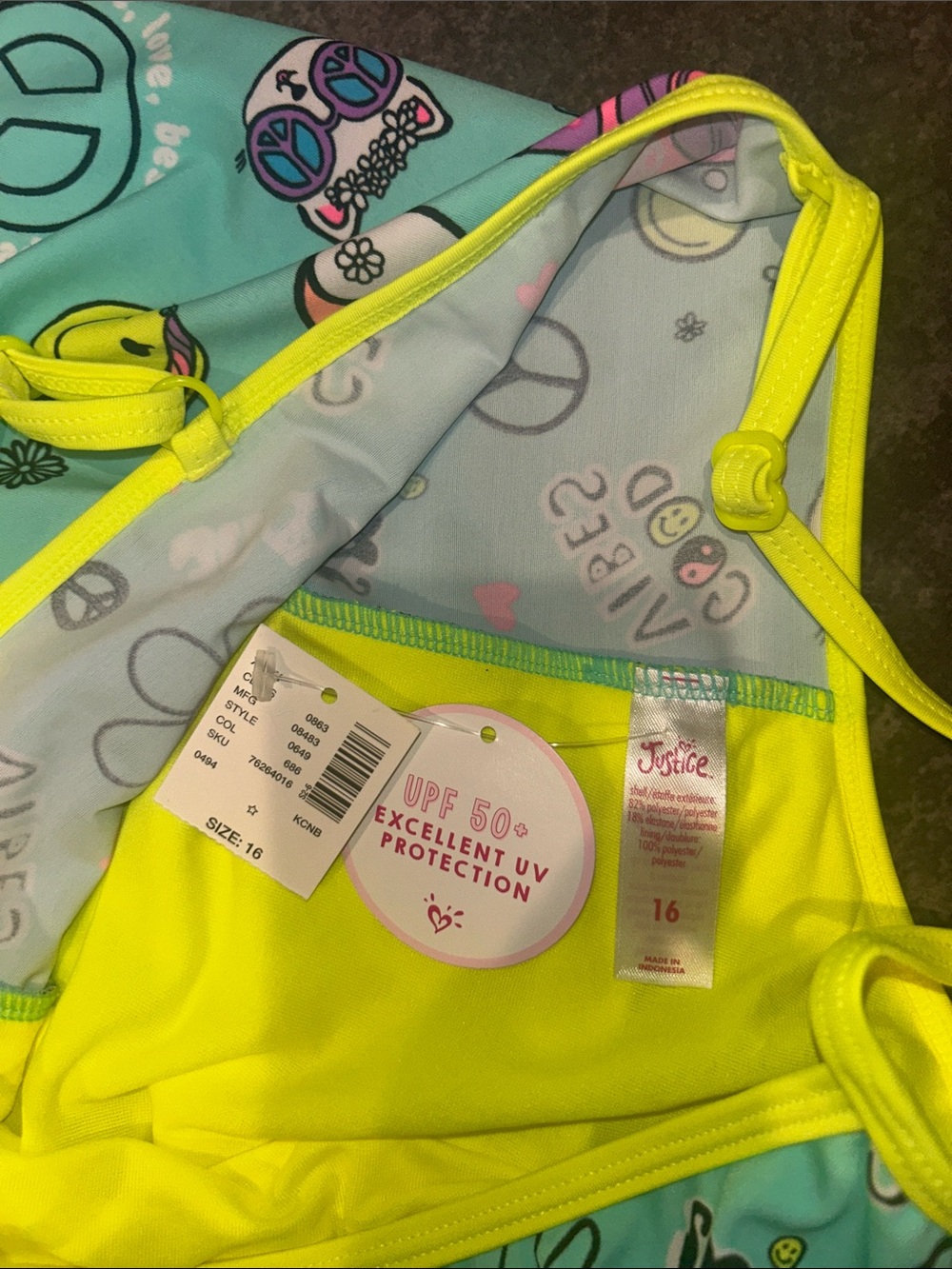 Two Justice Tankini and Bikini Swimsuits-NWT-Girls Size 16- Cute Designs! - Picture 4 of 8